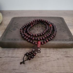 Red Sandalwood Tibetan Buddhist Mala Bead Bracelets, Meditation Bracelet